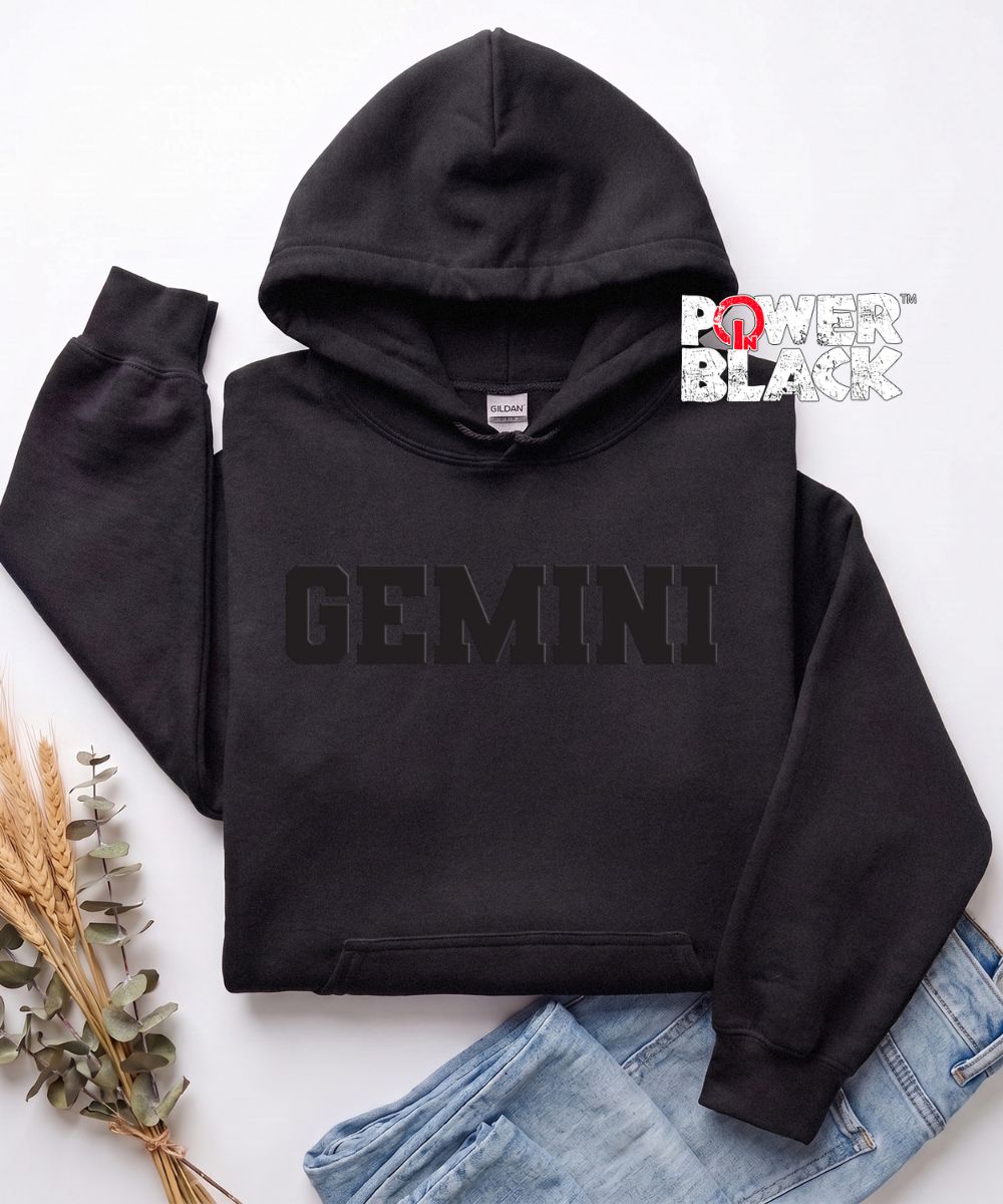 Puff Gemini (Off Black Puff Design) Hoodie
