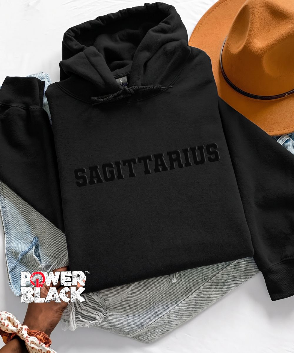 Puff Sagittarius (Off Black Puff Design) Hoodie