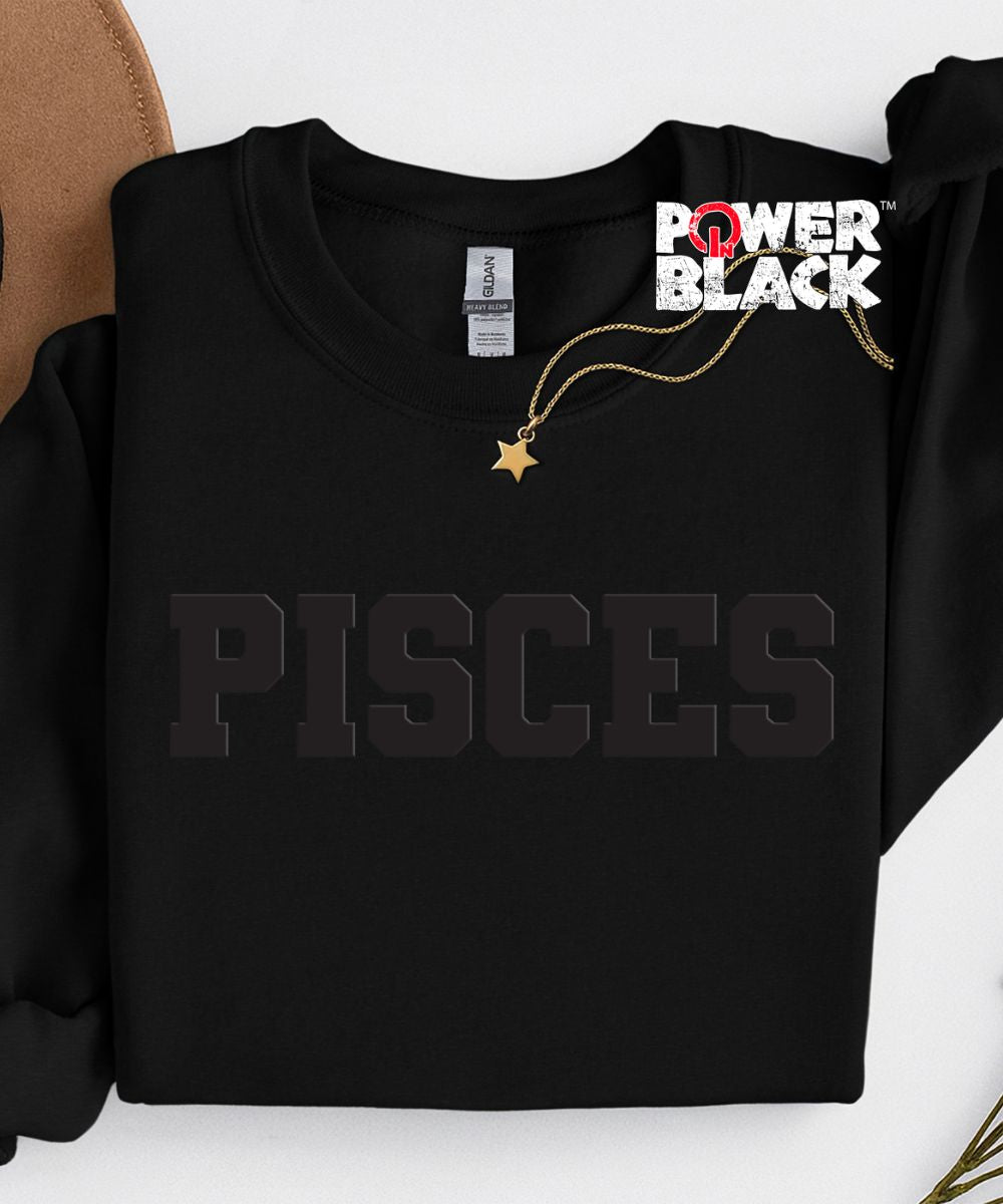 Puff Pisces (Off Black Puff Design) Sweatshirt