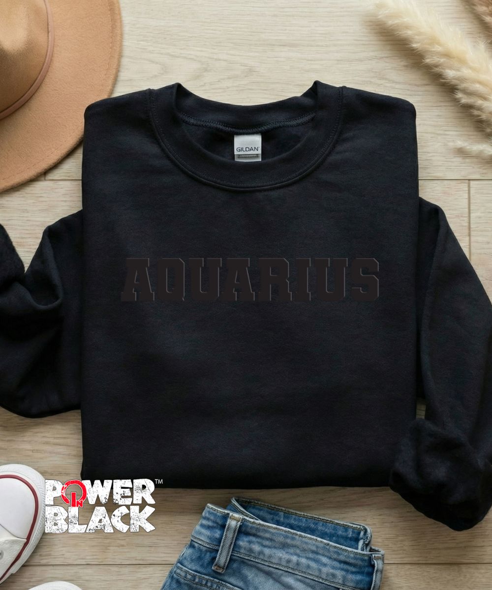 Puff Aquarius (Off Black Puff Design) Sweatshirt