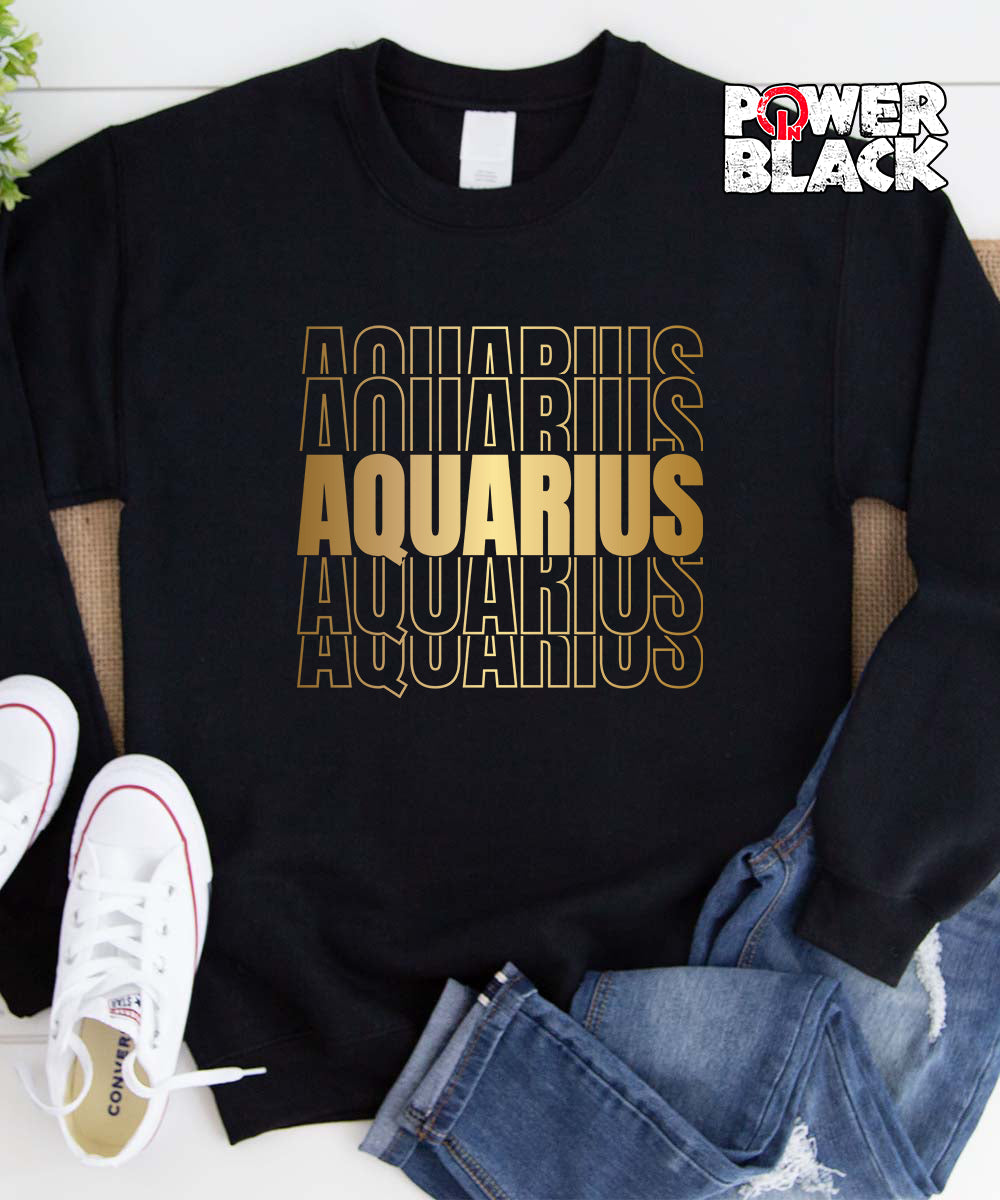 Stacked Aquarius Zodiac Sweatshirt