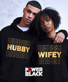 Stacked Hubby Wifey (Gold Print) Hoodie Set