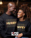 Stacked Hubby Wifey (Gold Print) Sweatshirt Set