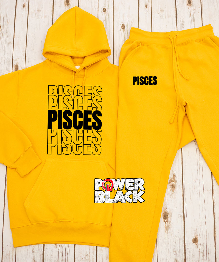Stacked Pisces Zodiac Hoodie Jogger Set