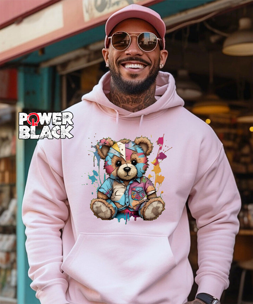 Tattered Teddy Hoodie – Power In Black