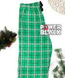 Green & White Plaid Pajama Pants