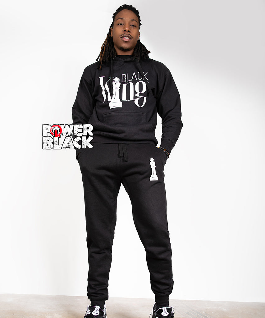 Black hoodie jogger set sales