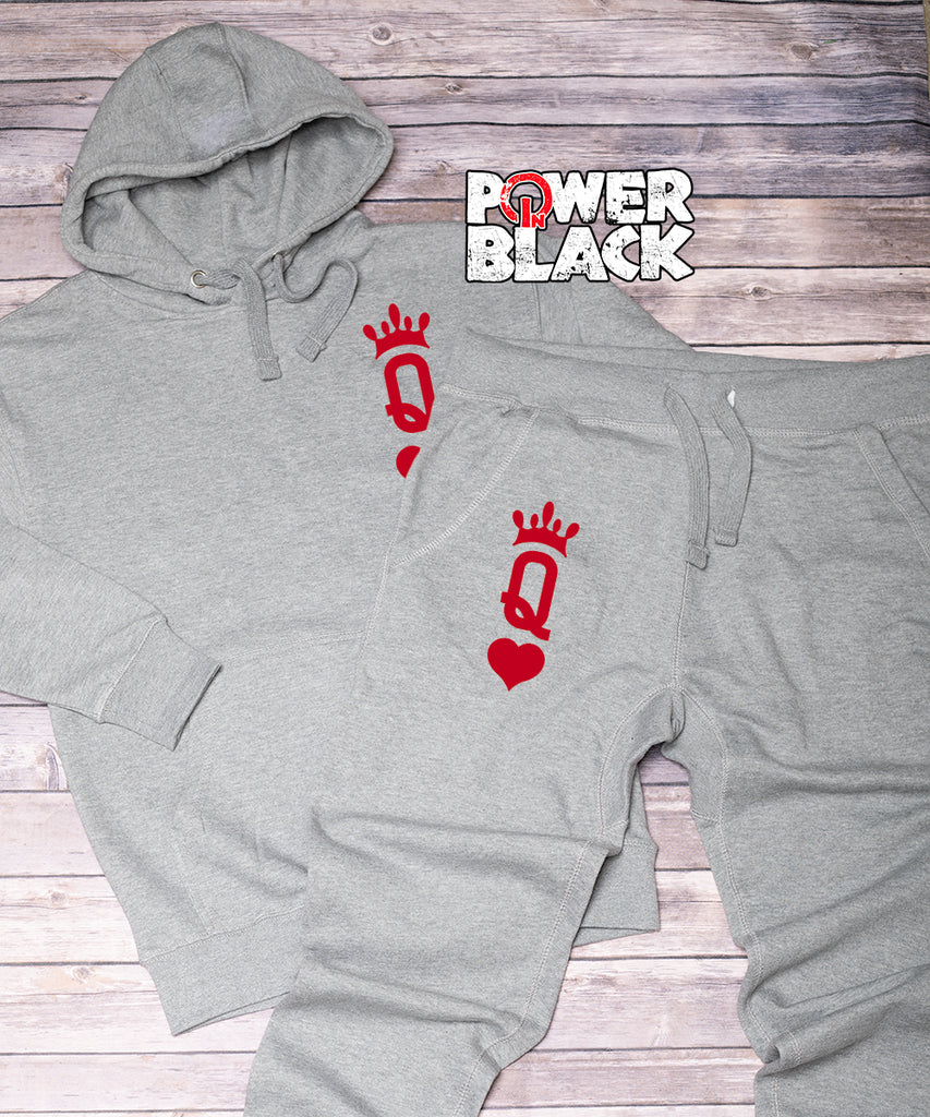 Queen Of Hearts (Front & Back Print) Hoodie Jogger Set